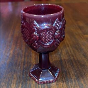 Avon 1876 Cape Cod Ruby Red Collection 4.5” Goblet Wine Glass Vintage
